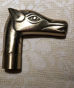 Massiver Messing Pferdekopf Stockgriff zum Anschrauben (1/2" Gewinde) - Bild 1 von 2