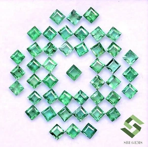 8.94 CTS Natural Emerald Square Cut 3 mm Lot 58 Pcs Calibrated Loose Gemstones - Picture 1 of 5