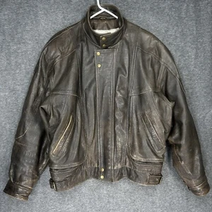 Vintage Wilsons Adventure Bound Originals Heavy Brown Leather Jacket Mens Large - Picture 1 of 22