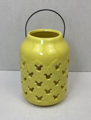 Disney Mickey Mouse Linterna de Cerámica Amarilla Jardín con Mango de Alambre 7" de Alto Foto 1 de 4