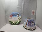 Yankee Candle 2 Piece Plate And Hurricane Top Candle Holder Beach Americana Theme
