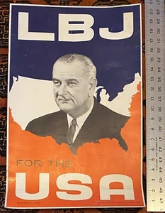 LBJ für die USA 1964 Lyndon B Johnson Präsidentschaftskampagne Fensterkarte 20,5 x 13 Zoll - Bild 1 von 13
