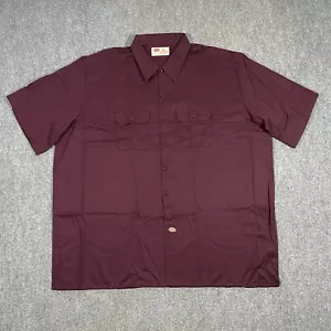 VINTAGE Dickies Short Sleeve Work Shirt Adult 4XL Burgundy 2002 Mechanic NOS - Picture 1 of 22