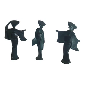 James Mont Mid Century Moderno Hierro Fundido Geisha Niñas Set 3 Acabados Verdes - Imagen 1 de 5