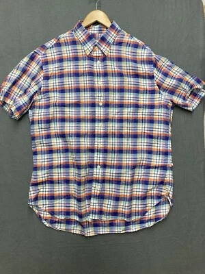 Gitman Bros. Shirt Mens XL Multicolor Check Button Down 100% Linen USA Made - Image 1 of 4