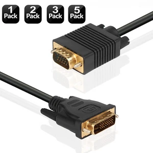 Gold DVI-I to VGA Adapter Digital Video Cable for PC Monitor HDTV Laptop 1080P - Picture 1 of 11