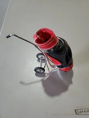 VTG Mini Golf Bag Caddy Red &black Pencil Pen Etc - Image 1 of 4