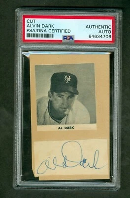 Autógrafo Alvin Dark Vintage con imagen de álbum de recortes PSA/DNA auténtico recubierto Foto 1 de 2