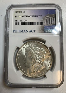1898 O brilliant uncirculated pittman act morgan dollar see photos #465 - Picture 1 of 2