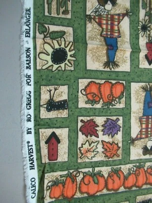 Calico Harvest Scarecrow Pumpkins Ro Gregg Cotton Fabric 18" X 44" W NEW - Image 1 of 4
