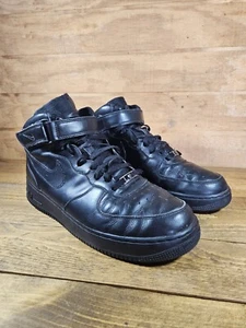 Para Hombres Nike Air Force 1 Mid Triple Negro Tenis Zapatos 315123-001 Talla 12 - Imagen 1 de 8