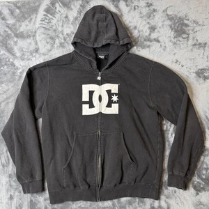 Vintage Y2K DC Full Zip Black Center Logo Hoodie Long Sleeve Size Large - Bild 1 von 6