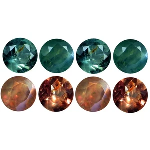 0.63 ct (4 pcs) CALIBRATED (3.15 x 3.10mm) Green Natural Round Alexandrite - Picture 1 of 3