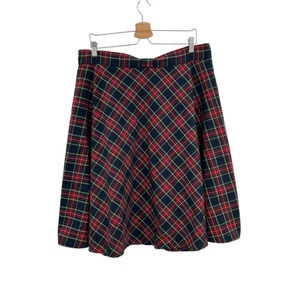 ModCloth Swingy Full Skirt Plaid Check Print Bow Waist Blue Red Plus Size 1X - Picture 1 of 9