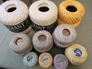 Menge 10 Vintage mercerisierte Häkelgarn Spulen Clarks Riese meist neu - Bild 1 von 6