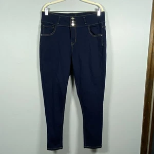 Love Cameron Damen Größe 18 Dunkelblau Hellbraun Ziernaht Drei-Knopf Skinny Jeans - Bild 1 von 7