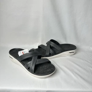 Sandalias lavables de espuma Skechers Arch Fit Ascend-Avenue para mujer talla 9 negras blancas - Imagen 1 de 11