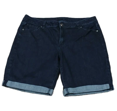 Shorts jeans Venezia Lane Bryant lavagem escura plus size 18 elástico algemado praia  - Imagem 1 de 4