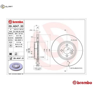 2x BRAKE DISC 09.A047.31 FOR MINI CLUBMAN W17 D14 /1ND 1.4L W10 B14 A 1.4L 4cyl - Picture 1 of 10