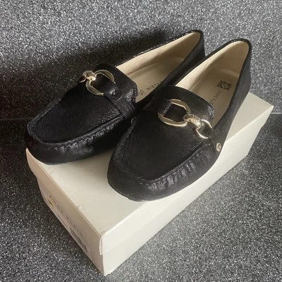 Mocasines de cuero brillante Anne Klein Akmyles talla 8,5 M detalle de cadena vestido plano Foto 1 de 4