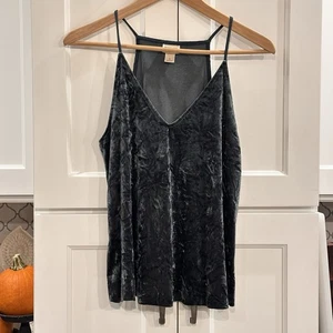 Mossimo Blue Green Crushed Velvet Tank Top Womens S Racerback Dark Fairy Witchy - Picture 1 of 11