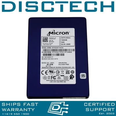 Micron 5200 MAX MTFDDAK1T9TDN / Dell 1.92TB YYJJT 2.5" MU SATA 6Gbps SSD - Image 1 of 3