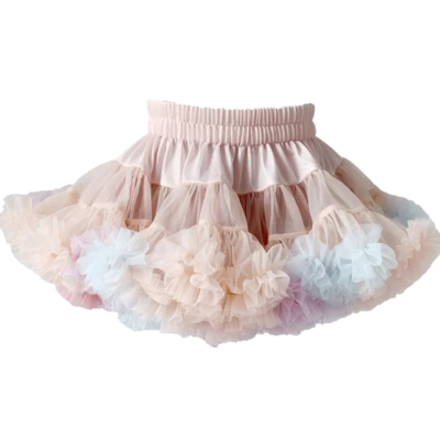 Kids Baby Tutu Skirt Fluffy Pettiskirt Girls Dancewear Lolita Chiffon Rainbow - Image 1 of 4