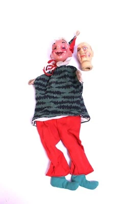 Handspielpuppe Massekopf Kasper + Holzkopf Theaterpuppe Handpuppe Antik - Bild 1 von 4