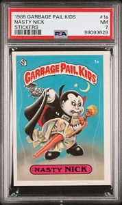 1985 Topps OS1 Garbage Pail Kids Series 1 Nasty Nick 1a Matte Sticker Card PSA 7 - Picture 1 of 2