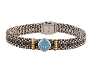 LAGOS Caviar 18k & Sterling Bracelet with Blue Topaz (2367) - Picture 1 of 4
