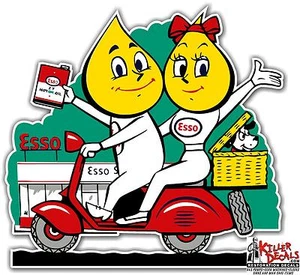 12" ESSO SCOOTER DECAL GAS OIL GAS PUMP SIGN, WALL ART STICKER - Picture 1 of 1