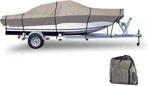 Trailerable Boat Cover 600D Fits 17-19' Heavy Duty Marine Grade V-Hull Tri-Hull - Picture 1 of 6