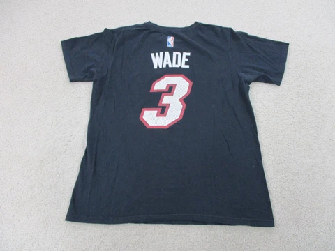 Miami Heat Shirt Adult Medium Black Red Basketball Dwyane Wade Adidas Mens A29* Cover