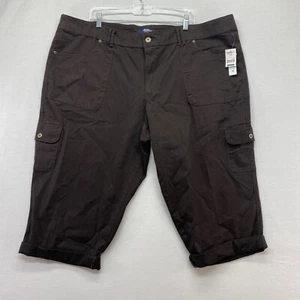 Jeanstar Shorts Womens 24W Brown Denim Cuffed Bermuda Cargo Pocket - Picture 1 of 10