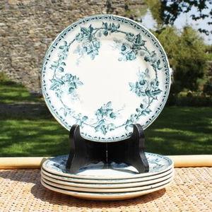 Set de 6 assiettes à dessert anciennes en faïence de Choisy le Roi modèle Paris - Imagen 1 de 1