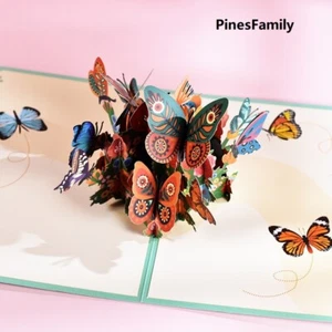 A04-3D PopUp Colorful Butterfly Greeting Card| Perfect Valentine's day, Birthday - Picture 1 of 11