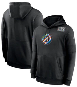 AUTENTICA Nike Pittsburgh Steelers Crucial Catch Felpa con Cappuccio Uomo Pullover Sideline - Foto 1 di 6
