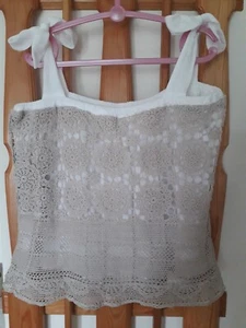 Beige Crochet Tank Top, M - Picture 1 of 9