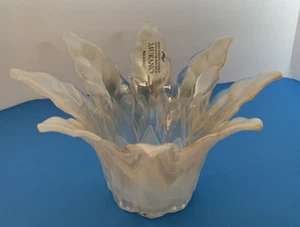 Vintage gelbe italienische Murano Kunst Glas Vase Windlichthalter Lavorazione Italy - Bild 1 von 8