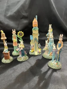 Vintage Pencil Bunny Figurines - Collectible Set of 6 - Sizes Range from 4" to 5 - Picture 1 of 22