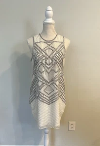 Parker Minikleid schwarz und elfenbeinfarben Damen Pailletten geometrisches Muster Größe M " - Bild 1 von 13