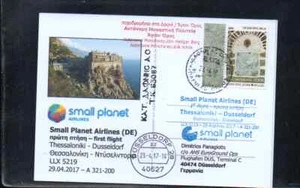 SMALL PLANET AIRLINES FFC FIRST FLIGHT THESSALONIKI GREECE - DUSSELDORF 2017 - Picture 1 of 2