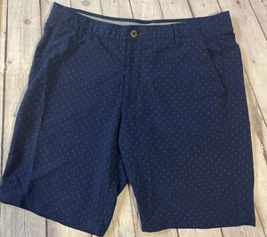 Under Armour Match Play Golf Shorts Mens Sz. 38 Navy Blue Polka Dot Chino Shorts - Picture 1 of 14