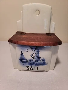 Vintage Czechoslovakia Delft Blue Porcelain Salt Box - Picture 1 of 18