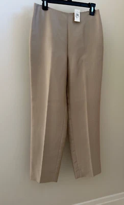 NUEVO Pantalón Vintage 1990 100% Seda Cremallera Frontal Plana Beige Champagne Talla 8 (10) Foto 1 de 4