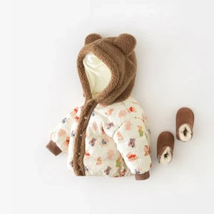 Winter Baby Parkas Fur Hoodie Coat Fleece Girls Jacket (9m-4y) - Picture 1 of 11