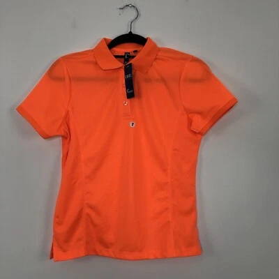 Womens PREMIER COOL CHECKER Casual Orange Polo Shirt Size XS - EXTRA SMALL - Image 1 of 4