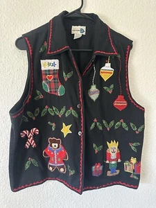 Christmas Vest Appliqué Designs Paul Harris Sz Large - Picture 1 of 5