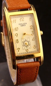 w/Video: Gold Tone Gruen Curvex Mens Watch 1930's Design Updated Version GU1137 - Picture 1 of 6