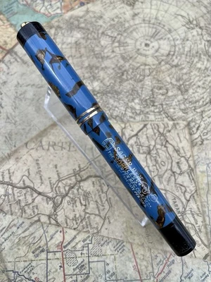 DE COLECCIÓN PLUMA ESTILOGRÁFICA SAGER PETIRROJOS HUEVO AZUL BRONCE BARRIL DE TINTA SIN SACO 14K F Foto 1 de 4